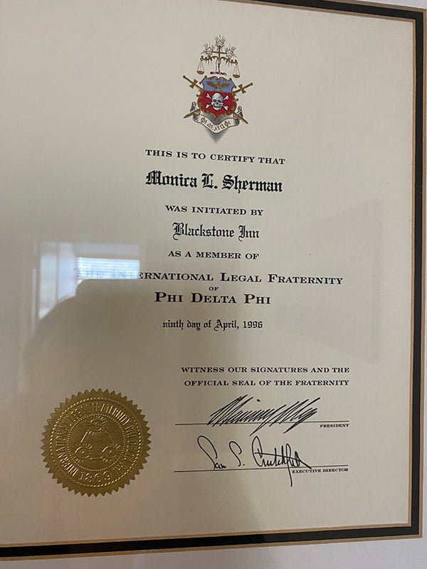 Monica L. Sherman | Member of the International Legal Fraternity | Phi Delta Phi